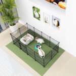 Pet Playpen, Small Animals Playpen with Door, Encrypted Metal Wire Rabbit Fence, Guinea Pigs Cages, Kitten Playpen, Indoor & Outdoor Yard Fence for Small Animals Black - Image 3