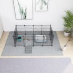 Pet Playpen, Small Animals Playpen with Door, Encrypted Metal Wire Rabbit Fence, Guinea Pigs Cages, Kitten Playpen, Indoor & Outdoor Yard Fence for Small Animals Black - Image 4
