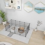 Pet Playpen, Small Animals Playpen with Door, Encrypted Metal Wire Rabbit Fence, Guinea Pigs Cages, Kitten Playpen, Indoor & Outdoor Yard Fence for Small Animals Black - Image 7