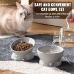SWEEJAR Tilted Raised Cat Food and Water Bowl Set, Stress Free Elevated Cat Food Bowls, Protect Cat's Spine, Ceramic Pet Bowl Collection for Cats and Small Dogs, Set of 2 (Gray) - Image 7