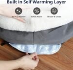 Self Warming Cat Bed, 17.7" x 13.7" Anti-Slip Soft Round Thermal Pet Cushion Bed for Kittens & Small Puppy, Gray - Image 4