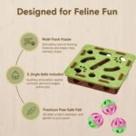 Cat Nail File Enrichment Box, Interactive Cat Toy Puzzle Toys for Indoor Cats, Cat Scratch Puzzle Enrichment Box (Green) - Image 4
