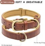 Padded Leather Dog Collar, Soft Breathable Adjustable Waterproof Dog Collar Leather with Durable Metal Buckle for Small Medium and Large Dogs, M, Brown - Image 5