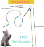 3PCS Interactive Cat Rainbow Wand Toys, KABASI Colorful Cats String Toy Teaser Wand Sturdy Pole with Spring Balls for Kitten Cat Having Fun Exerciser Playing Indoor and Outdoor - Image 4