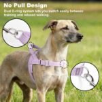 No Pull Dog Harness with Handle, Adjustable Soft Mesh Padded Reflective Walking Harness with Front Clip for Small Medium Large Dogs – Quick Fit No Escape for Training and Hiking (Purple, L) - Image 3