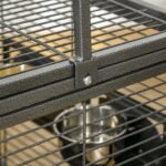PawHut Bird Travel Carrier Cage for Parrots Conures African Grey Cockatiel Parakeets with Stand Perch, Stainless Steel Bowls, Pull Out Tray, Black - Image 9