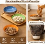 Colorful Ceramic Cat Bowls Set - Wide and Shallow Dishes for Food and Water - 6-Pack Cat Feeding Bowl Whisker-Friendly - Microwave and Dishwasher Safe - 5.7" x 1.3" - 5 oz - Image 5