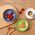 Colorful Ceramic Cat Bowls Set - Wide and Shallow Dishes for Food and Water - 6-Pack Cat Feeding Bowl Whisker-Friendly - Microwave and Dishwasher Safe - 5.7" x 1.3" - 5 oz - Image 7