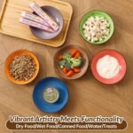 Colorful Ceramic Cat Bowls Set - Wide and Shallow Dishes for Food and Water - 6-Pack Cat Feeding Bowl Whisker-Friendly - Microwave and Dishwasher Safe - 5.7" x 1.3" - 5 oz - Image 9