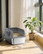 Stainless Steel Cat Litter Box, Metal Kitty Litter Box with Scoop, Anti-Leakage Top Entry, Non-Sticky, Easy to Clean, Grey, XL (1 Pack) - Image 8