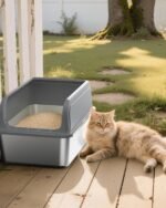 Stainless Steel Cat Litter Box, Metal Kitty Litter Box with Scoop, Anti-Leakage Top Entry, Non-Sticky, Easy to Clean, Grey, XL (1 Pack) - Image 9