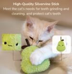 Durable and Interactive Catnip Toy Teething Silvervine Stick Cat Toy: Chewing Stick, Grinding Teeth Rod, and Chewable Cat Doll for Your Pet's Entertainment (Pear Green) - Image 3