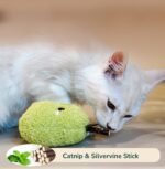 Durable and Interactive Catnip Toy Teething Silvervine Stick Cat Toy: Chewing Stick, Grinding Teeth Rod, and Chewable Cat Doll for Your Pet's Entertainment (Pear Green) - Image 4