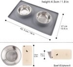 Dog Bowls with Silicone Mat, Dog Food Mat with Removable Stainless Steel Bowl (13.5oz Each), No Spill Non-Skid Mat Food Water Bowl for Pet Puppy Small Animals (Square, Grey) - Image 7