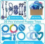 Beiker 20 Pack Puppy Chew Toys - Blue Dog Teething Toys for Puppies, Puppy Teething Rings and Ropes, Blue Rubber Toy Bundle for Small Dogs, Cute Interactive Dog Balls for Small Breed - Image 3