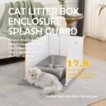MEEXPAWS Cat Litter Box Enclosure Splash Guard Extra Large 28L × 21.5W x 18H inch, Light Weight Plastic Sheets with Cat Litter Mat Easy Clean (White) - Image 3