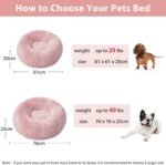 BFPETHOME Calming Dog Bed Cat Bed Donut, Faux Fur Pet Bed Self-Warming Donut Cuddler, Comfortable Round Plush Dog Beds (61 x 61 x 20 cm, Light Pink) - Image 6