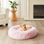 BFPETHOME Calming Dog Bed Cat Bed Donut, Faux Fur Pet Bed Self-Warming Donut Cuddler, Comfortable Round Plush Dog Beds (61 x 61 x 20 cm, Light Pink) - Image 7