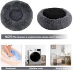 Calming Dog and Cat Bed Donut - 19.7'' Dog Bed Small, Fluffy Cat Anti Anxiety Beds for Indoor Cats, Washable Pet Bed with Non-Skid Bottom for Dogs and Cats, Dark Grey M(19.7in/50cm) - Image 7