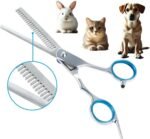 5 Pieces Dog Grooming Scissors Kit Stainless Steel Pet Cat Grooming Kit for Dogs Cats Pets Professional 5 in 1 Hair Scissors Set with Curved Scissor, Thinning Shear, Comb (Blue) - Image 4