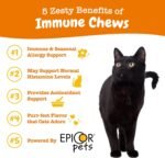 Zesty Paws Immune Chews for Cats - for Seasonal Allergies and Cat Immune System Support - with L-Lysine, EpiCor Pets, Astragalus Root, and Quercetin Antioxidant - Bacon Flavour - 60 Count - Image 3