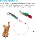 Feather Cat Toy,10 Packs Interactive Cat Feather Teaser Toys,Natural Cat Feather Teaser Toys with Bell for Indoor Cats Gifts, Kitty Toys for Exercise(Feather Replacement Heads) - Image 6