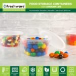 Freshware Food Storage Containers [50 Set] 12 oz Plastic Deli Containers with Lids, Slime, Soup, Meal Prep Containers | BPA Free | Stackable | Leakproof | Microwave/Dishwasher/Freezer Safe - Image 3