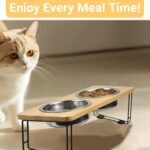 Elevated Cat Bowls, Cat Bowls Stand for Food and Water, 15°Tilted Raised 2 Stainless Steel Cat Food Bowl for Indoor Cats and Puppy - Image 7