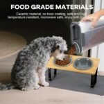 Upgraded Adjustable Height Cat Food Bowls Stand Ceramic Dog Bowls and Slow Feeder Cat Bowl, 15°Tilted Stand Anti Vomiting Raised for Small and Medium Sized Cats Dogs (Grey) - Image 3