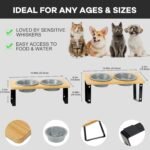 Upgraded Adjustable Height Cat Food Bowls Stand Ceramic Dog Bowls and Slow Feeder Cat Bowl, 15°Tilted Stand Anti Vomiting Raised for Small and Medium Sized Cats Dogs (Grey) - Image 5