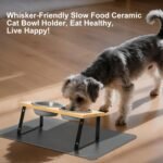 Upgraded Adjustable Height Cat Food Bowls Stand Ceramic Dog Bowls and Slow Feeder Cat Bowl, 15°Tilted Stand Anti Vomiting Raised for Small and Medium Sized Cats Dogs (Grey) - Image 8