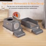 Citylife Stainless Steel Litter Box with Lid Extra Large Enclosed Litter Box with Removable Lid, Cat Litter Mat & Litter Scoop Leak-Proof, Odor-Resistant, Easy Cleaning - Image 6