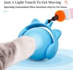 ORSDA Cat Toy, Electric Rolling Ball with Feather Tail for Indoor Cats, Motion Activated Jumping & Chirping Cat Ball Toy, 3 LED Light Modes, USB Rechargeable,Blue - Image 8