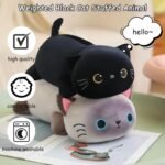 SQEQE Weighted Black Cat Plush, Weighted Stuffed Animal for Anxiety, Cute Black Cat Plushies Toy Gift for Kids(13.8 Inch/1.6 Lbs) - Image 4