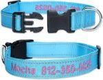 Personalized Dog Collar, Custom Embroidered Pet Name and Phone Number 4 Adjustable Sizes X-Small Small Medium Large Quick Release Buckle and D-Ring - Image 4