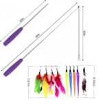 11 PCS Cat Feather Toy Retractable Cat Toys Wand with 2 Wands & 9 Assorted Teaser Refills Interactive Feather Teaser Wand Toy with Bell for Kitten Cat Catcher Having Fun Exercise Playing - Image 3