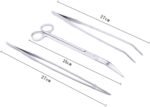 FEITA Aquarium Tweezer Set Long Stainless Steel Curved & Straight Aquarium Feeding Tweezers Scissors Maintenance Tools Kit (3 Pcs) - Image 3