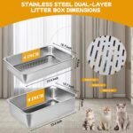 23.6''x15.7''x8''(60x40x20cm) Stainless Steel Sifting Litter Box, XXL Large Metal Sifting Cat Litter Box for Pine Pellets, Litter Pan Tray System for Indoor Cats with Scoop and Pee Pad, Easy to Clean - Image 3