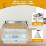 23.6''x15.7''x8''(60x40x20cm) Stainless Steel Sifting Litter Box, XXL Large Metal Sifting Cat Litter Box for Pine Pellets, Litter Pan Tray System for Indoor Cats with Scoop and Pee Pad, Easy to Clean - Image 5
