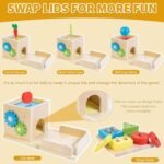 Kizfarm Educational Montessori Toys for 1 2 Year Old, Include Object Permanence Box, Magnetic Worm Game, Carrot Harvest Toy, Coin Drop Toy, Developmental Montessori Toys for Babies - Image 4