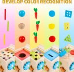 Kizfarm Educational Montessori Toys for 1 2 Year Old, Include Object Permanence Box, Magnetic Worm Game, Carrot Harvest Toy, Coin Drop Toy, Developmental Montessori Toys for Babies - Image 5