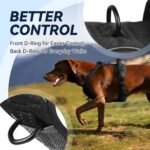 VIVAGLORY Dog Harness Easewalk No Pull Dog Harness with Handle Front Clip & Back Clip for Training Walking Lifting, No Pull Adjustable Easy On Padded Comfortable for Pet, XS, Black - Patterned - Image 3