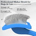 2PCS Slicker Brush for Dogs & Pet Comb,Professional Dog Grooming Brush (Goldendoodles,Poodles,Labradoodles) with Extra Long Pins to Effectively Remove Tangles, Knots and Mats (Blue) - Image 4
