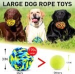 SHARLOVY Dog Chew Toys for Aggressive Chewers, Dog Balls for Large Dogs, Heavy Duty Dog Toys with Tough Twisted, Dental Cotton Dog Rope Toy for Medium Dogs, 6 Pack Indestructible Chew Toys - Image 4
