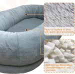Human Dog Bed, 72" x 48" Large Human Dog Bed for Adult with Storage Bag, Washable Faux Fur Bed Cover, Blanket, Orthopedic Egg Crate Foam with Handles, for Pets & People Doze Off Napping (Gray) - Image 4