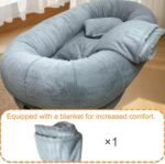 Human Dog Bed, 72" x 48" Large Human Dog Bed for Adult with Storage Bag, Washable Faux Fur Bed Cover, Blanket, Orthopedic Egg Crate Foam with Handles, for Pets & People Doze Off Napping (Gray) - Image 5