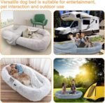 Human Dog Bed, 72" x 48" Large Human Dog Bed for Adult with Storage Bag, Washable Faux Fur Bed Cover, Blanket, Orthopedic Egg Crate Foam with Handles, for Pets & People Doze Off Napping (Gray) - Image 8