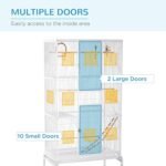 PawHut 71" Bird Cage, 3 Tier Large Parrot Cage with Wheels, Perches, Ramp, Storage Shelf, Toys for Canaries, Finches, Cockatiels, Parakeets, White - Image 4