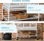 PawHut 71" Bird Cage, 3 Tier Large Parrot Cage with Wheels, Perches, Ramp, Storage Shelf, Toys for Canaries, Finches, Cockatiels, Parakeets, White - Image 7