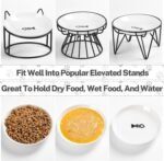 Cat Food Bowls, Whisker Friendly Ceramic Cat Bowls with Nonslip Silicone Bottom, Pack of 3 Quiet Cat Dishes and Plates for Feeding Indoor Cats, Kittens and Small Dogs（Fishbone） - Image 7